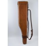 Vintage leather leg of mutton gun case, 79cm long.