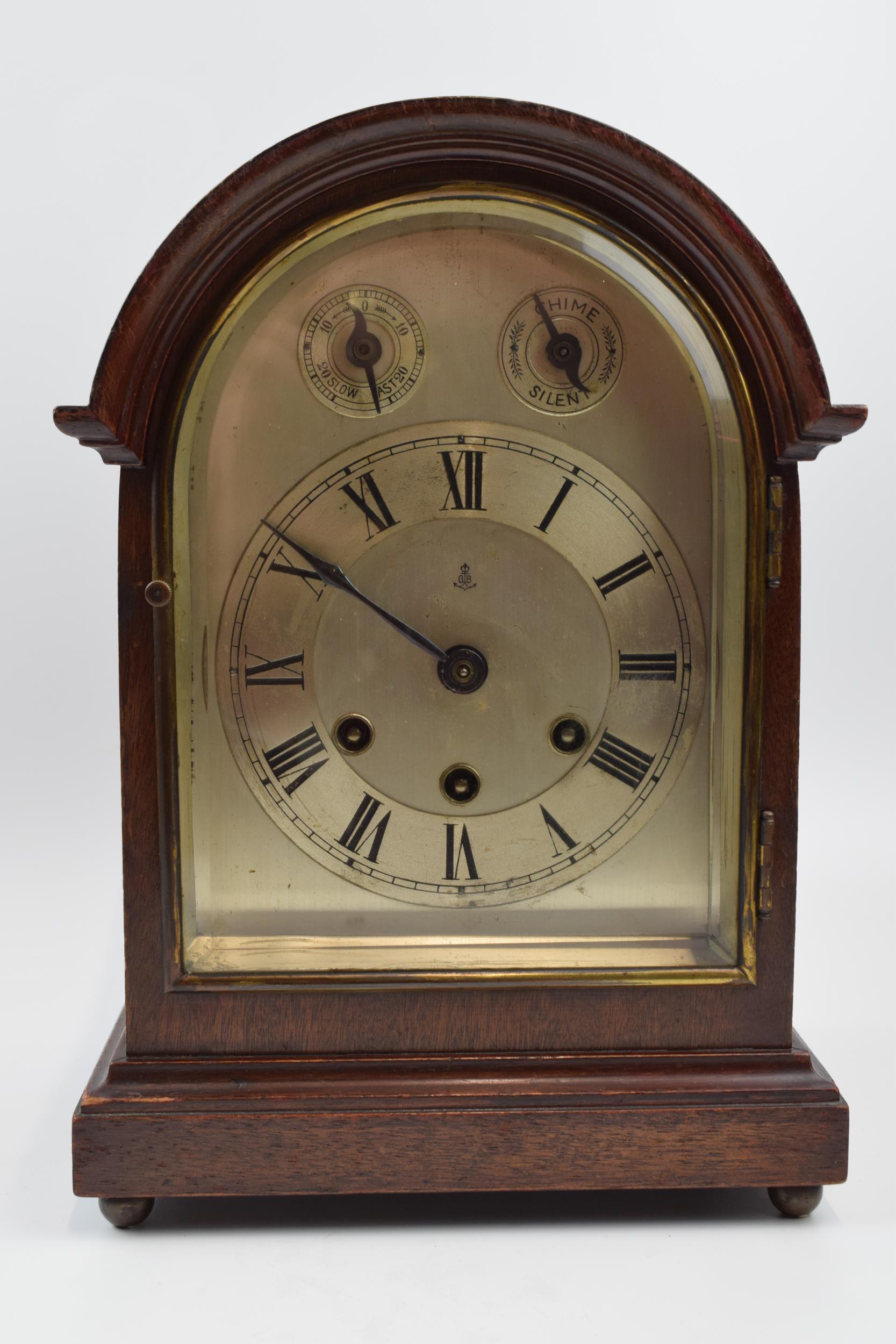 Late 19th / early 20th century mahogany cased mantle clock, by Gustav Becker, with domed top and