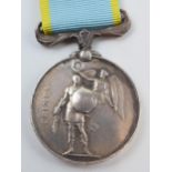 Queen Victoria silver Crimea medal on ribbon, unmarked.