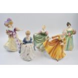 Royal Doulton figures to include Lily, Alison, Kirsty, Michele and Happy Birthday (5). In good