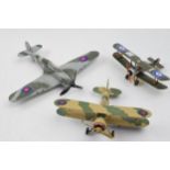 Three model die cast model war planes. Dinky Hawker Hurricane, Corgi Gladiator, Egypt 1940 and a