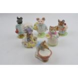 Beswick Beatrix Potter figures to include Mrs Tittlemouse, Ribby, Anna Maria (gold oval