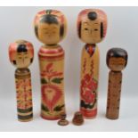 Vintage Japanese Kokeshi dolls. To include signed examples. Height of tallest 45cm In good