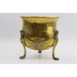 Edwardian brass brass jardiniere on regency style feet, 19cm tall.