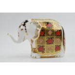 Royal Crown Derby Paperweight in the form of an Imari Elephant, first quality with gold stopper.