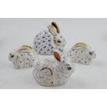 Royal Crown Derby Paperweights in the form of a Bunny, first quality with gold stopper with 3