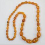 A graduated set of amber style beads, circa 45+ grams, circa 70cm long (end to end).