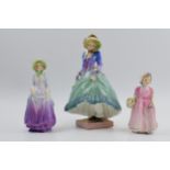 Royal Doulton lady figures to include Pantalettes, Tinkle Bell and Marigold (3 - all with damages).