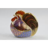 Royal Crown Derby Paperweight in the form of a Cockerel, first quality with gold stopper. In good