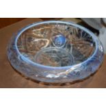 Jobling Art Deco style opalescent pressed glass bowl, registration number 780719, 24cm diameter.