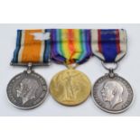 A trio of World War One (WW1) medals, awarded to SS9182 H H Cranmer, A B R F R, to include