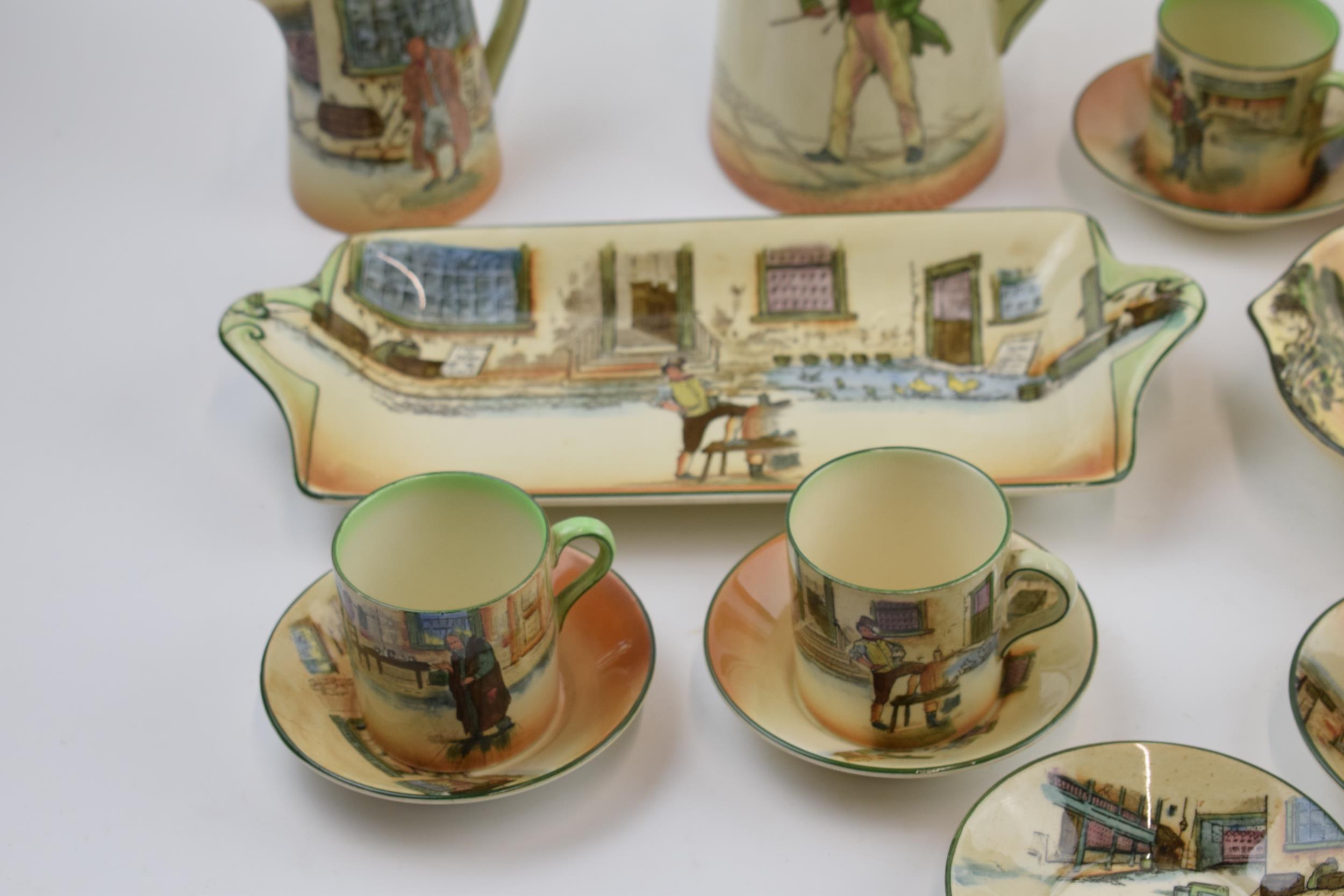 Royal Doulton seriesware to include Dickens Ware such as a coffee pot, sandwich plate, coffee cans - Image 3 of 7