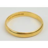 22ct gold wedding band, 2.7 grams, size R.