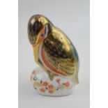 Royal Crown Derby Paperweight in the form of a Kingfisher, first quality with gold stopper. In