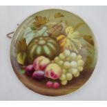 Edwin Steele hand painted pottery charger of a still life fruit scene, 33cm diameter. Hairline to