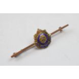 9ct gold bar brooch Royal Army Service Corps with enamelled decoration, 3.1 grams, 5.5cm wide,