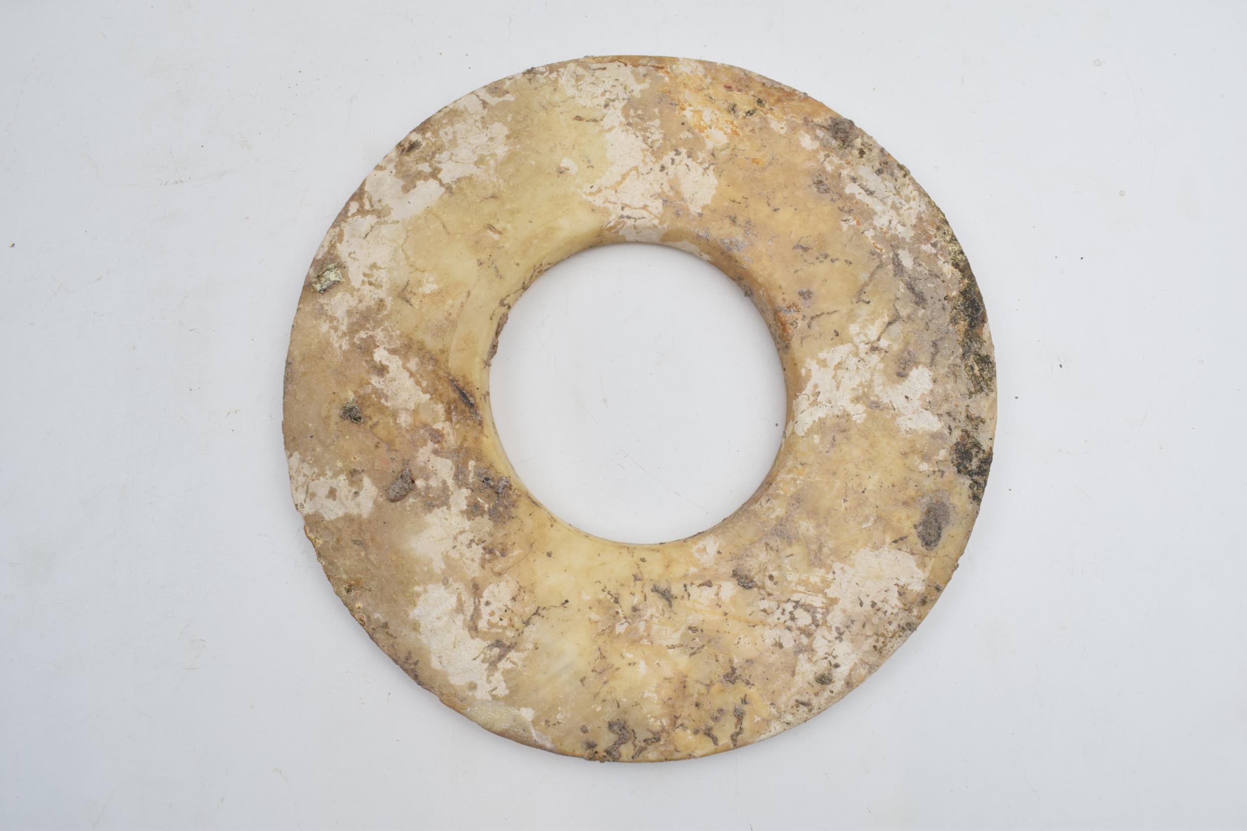 Three Chinese Bi discs, jade or similar of varying sizes.largest 24cm diameter. - Image 4 of 8