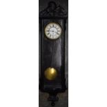 Late 19th / early 20th century Vienna wall clock with wooden frame painted black with pendulum and