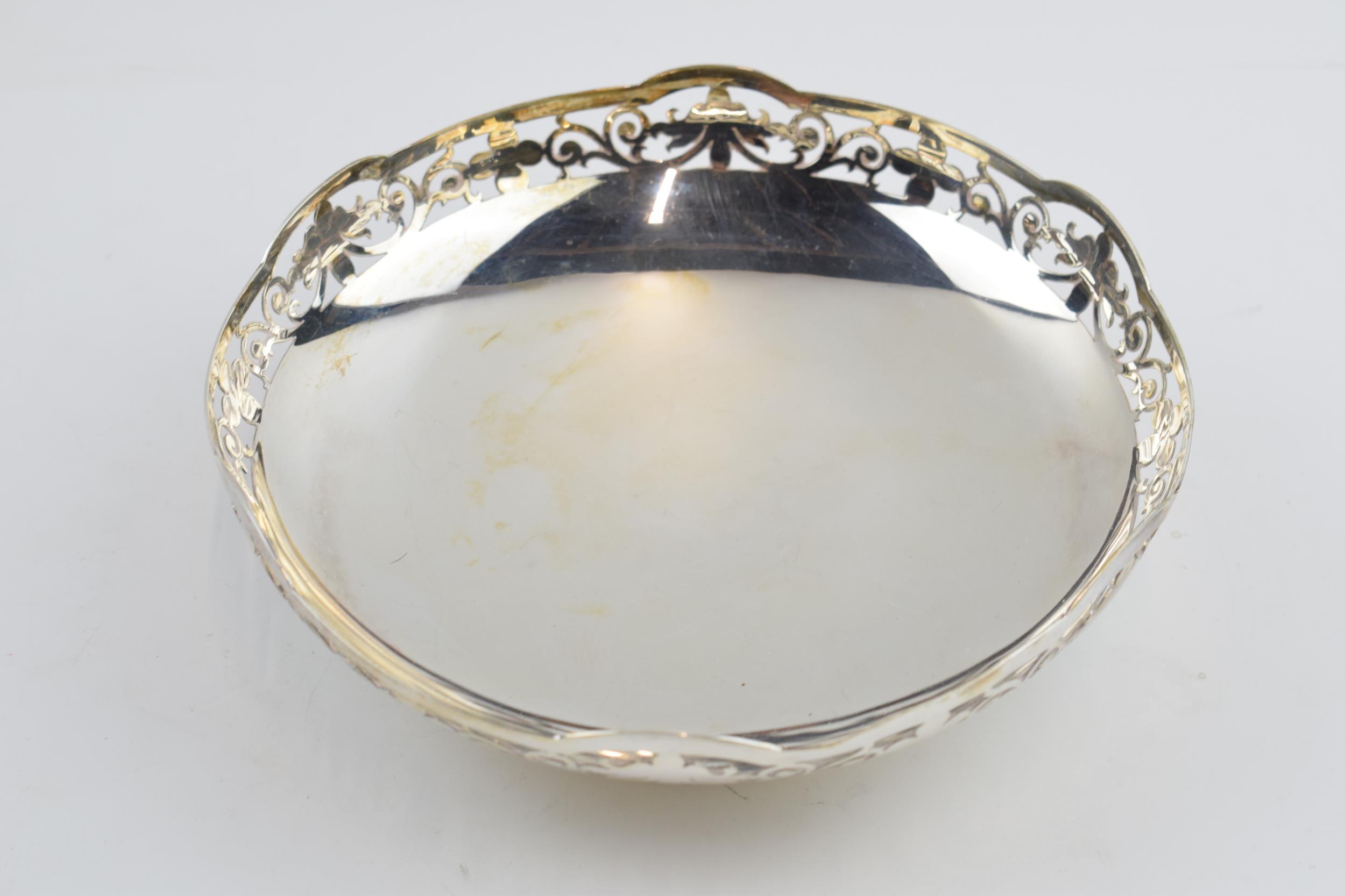 Silver pedestal bowl with pierced decoration, 230.6 grams, James Dixon & Sons Sheffield, 16.5cm - Image 2 of 3