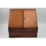 19th century mahogany writing box / letter rack with folding doors, 40cm wide, 33cm tall. Missing