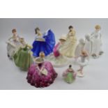 A collection of Royal Doulton figures to include Country Rose, Elaine, Victoria and others (10 - all