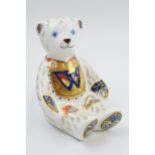 Royal Crown Derby Paperweight in the form of an Alphabet Bear - W , first quality with gold stopper.