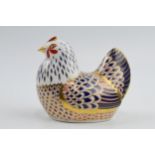 Royal Crown Derby Paperweight in the form of a Chicken, first quality with gold stopper. In good