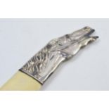 Russian silver page turner depicting horse's head, St. Petersburg hallmark, with composite handle,