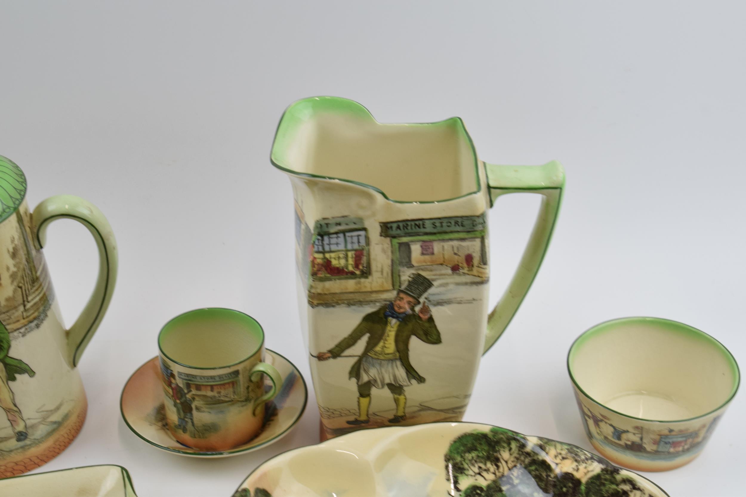 Royal Doulton seriesware to include Dickens Ware such as a coffee pot, sandwich plate, coffee cans - Image 6 of 7