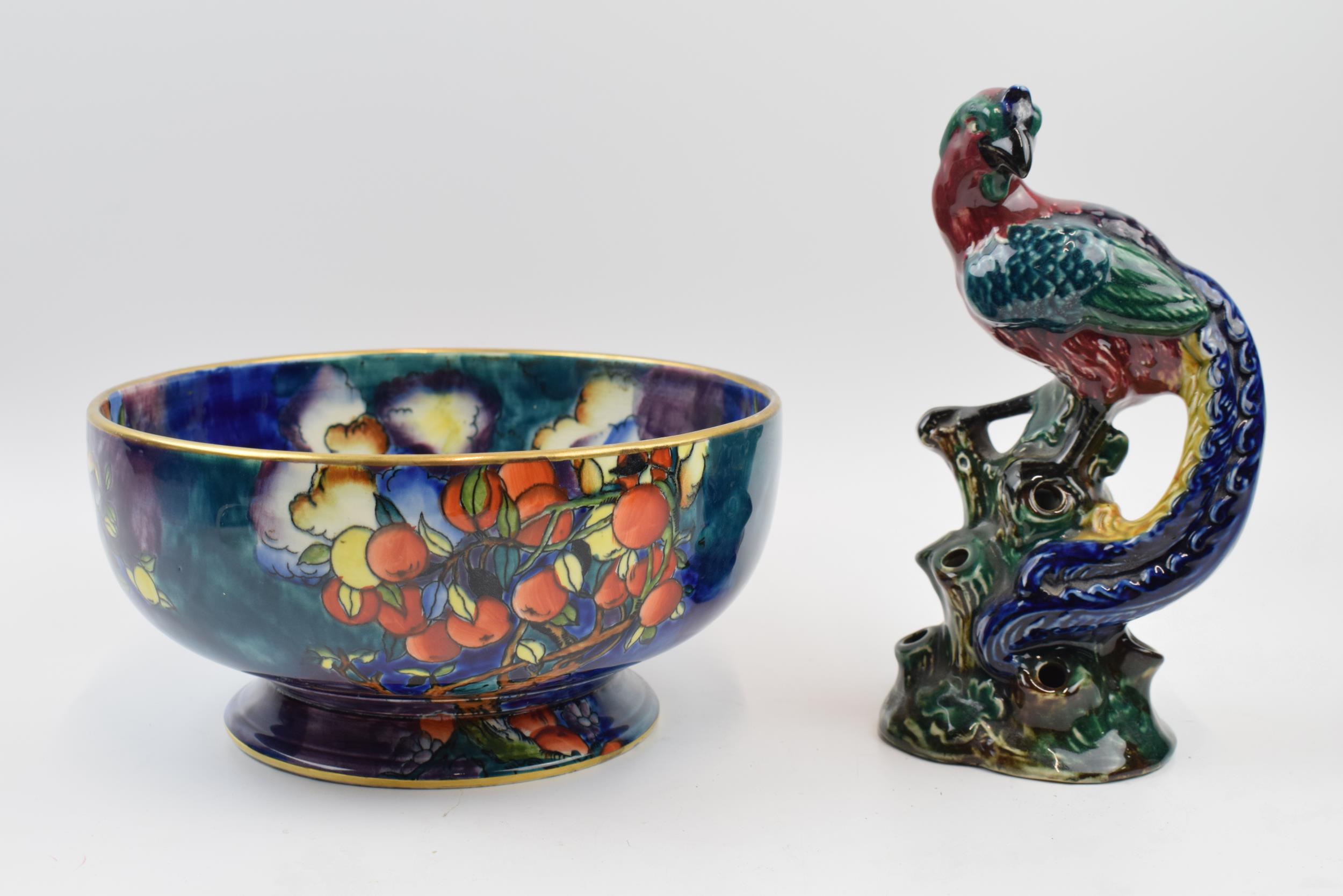 Hancock & Sons Cherry Ripe pedestal bowl with a similar posy holder in the form of a peacock (2). In