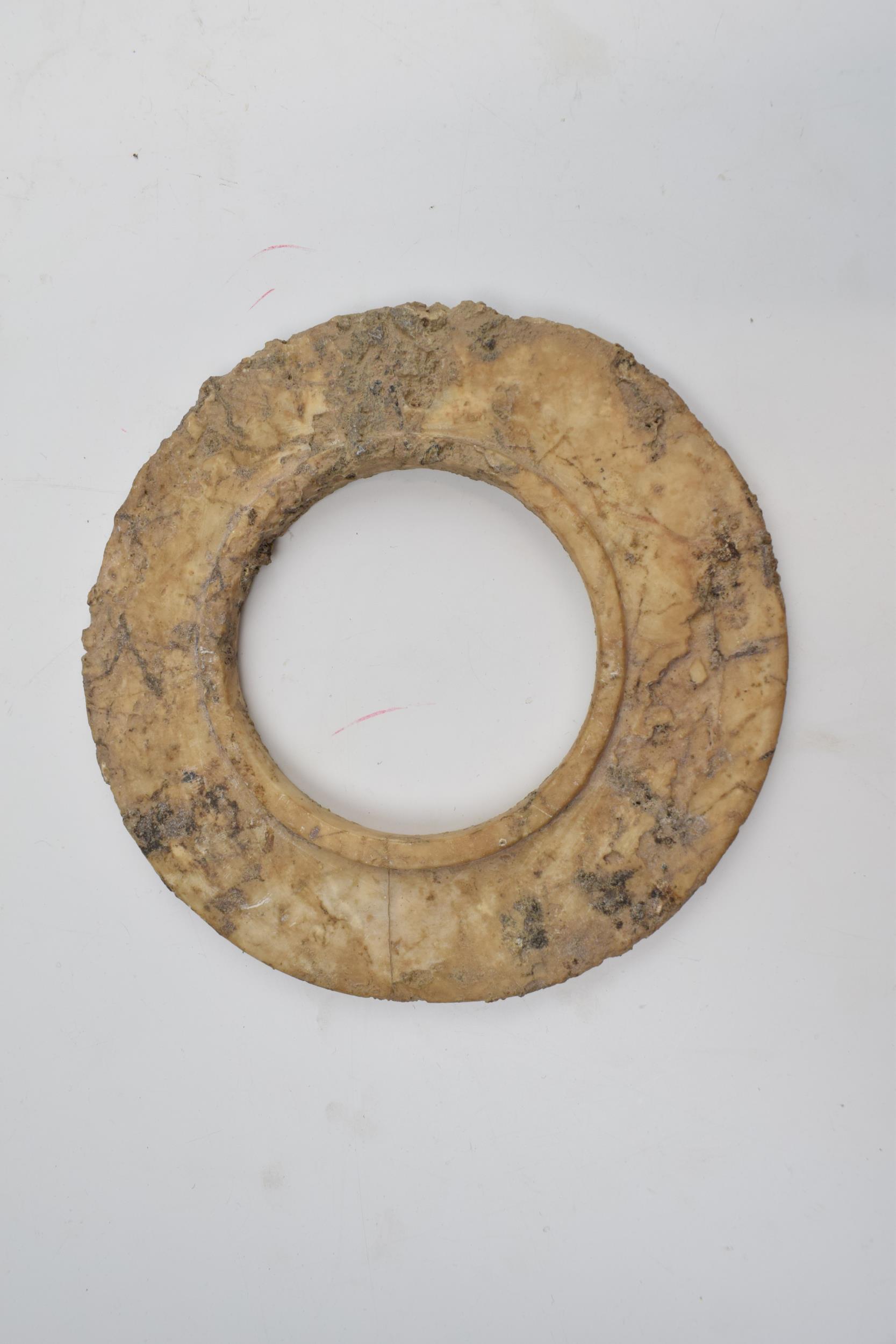 Three Chinese Bi discs, jade or similar of varying sizes.largest 24cm diameter. - Image 3 of 8