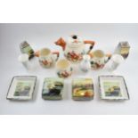 Pottery to include a 4 piece hunting tea set, Border Fine Arts Winston Churchill art pottery,