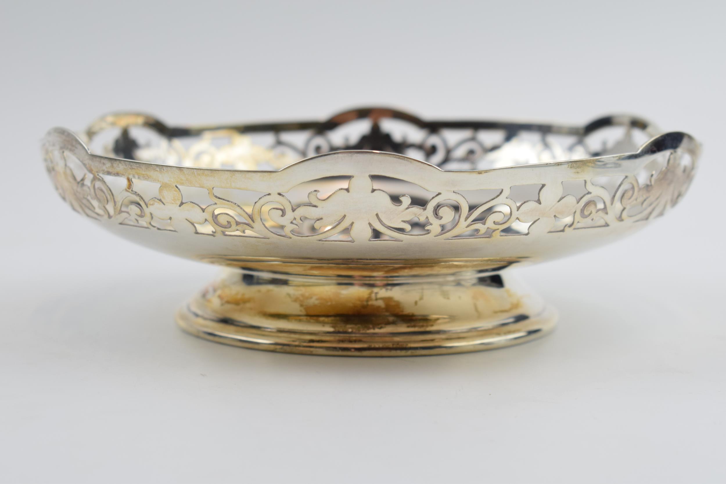 Silver pedestal bowl with pierced decoration, 230.6 grams, James Dixon & Sons Sheffield, 16.5cm