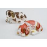 Royal Crown Derby Paperweights in the form of Scruff the Puppy and a Puppy, first quality with