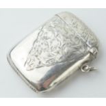 Hallmarked silver vesta case with engraved decoration, 24.2 grams, Birmingham 1907.