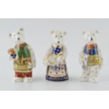 Royal Crown Derby miniature bear paperweights in the form of The Cook, The Gardener and The Builder,