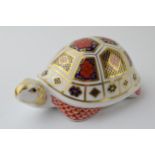 Royal Crown Derby paperweight in the form of a Turtle, first quality with gold stopper. In good