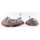 Boxed pair of Mark Models horse racing figural tableaus to include Over The Hurdles and Turning