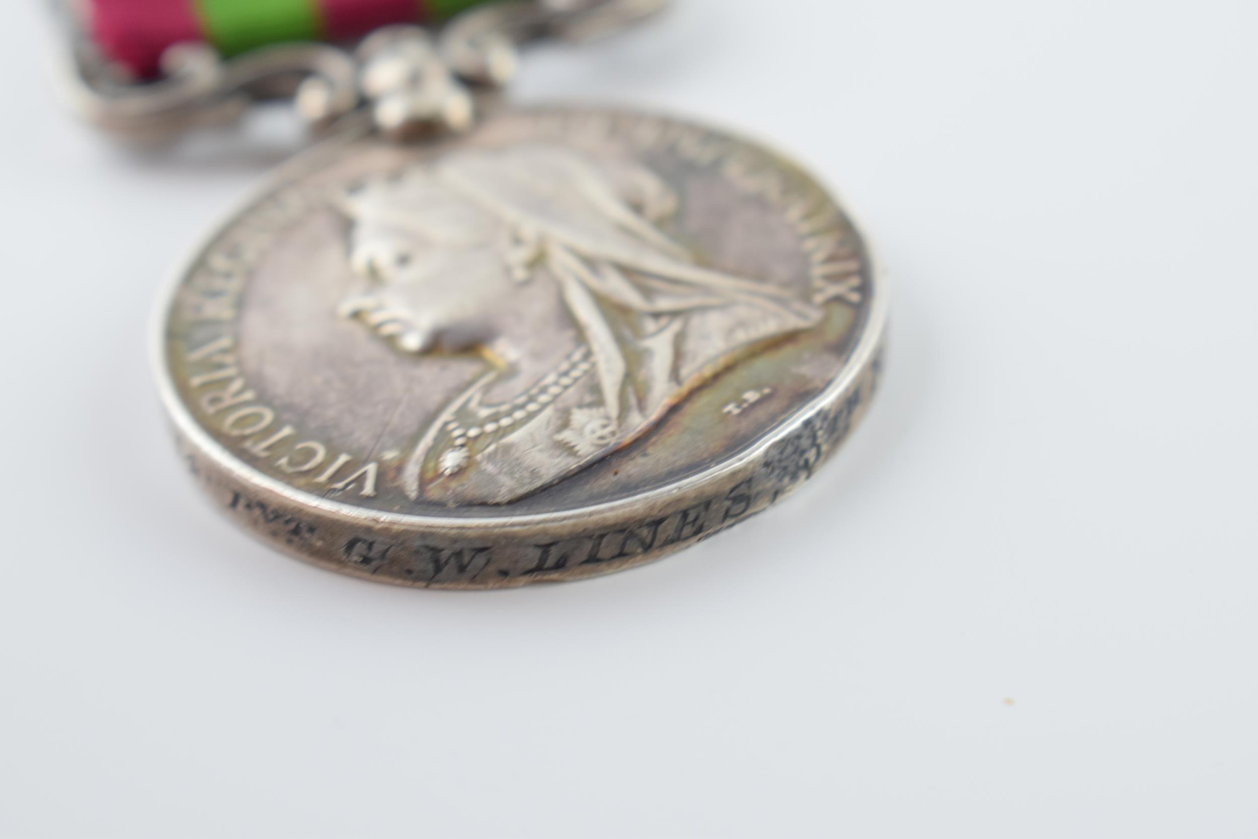 Queen Victoria India 1895 medal with 2 bars to include Tirah 1897-98 and Punjab Frontier 1897- - Image 5 of 7