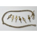 Hallmarked silver Albert chain, 46.2 grams, 40cm long, with a collection of keys.