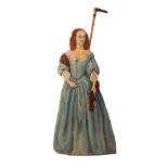 Stick stand with decoupage decoration to front in the form of a lady in period dress. Hardwood