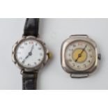 A pair of silver cased watches, circa early to mid 20th century, one converted to Quartz (2).