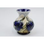 Boxed Moorcroft vase in the Chilean Crocus pattern, M1/3, 10cm tall. In good condition with no