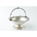 Hallmarked silver sweet dish / pedestal basket with ornate handle, Birmingham 1895, 11.5cm diameter,