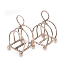 A pair of hallmarked silver unusual 3 bar toast racks, Edinburgh 1912, Hamilton & Inches, 100.5