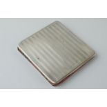 Silver card case with striped decoration, Birmingham 1919, with velvet interior.