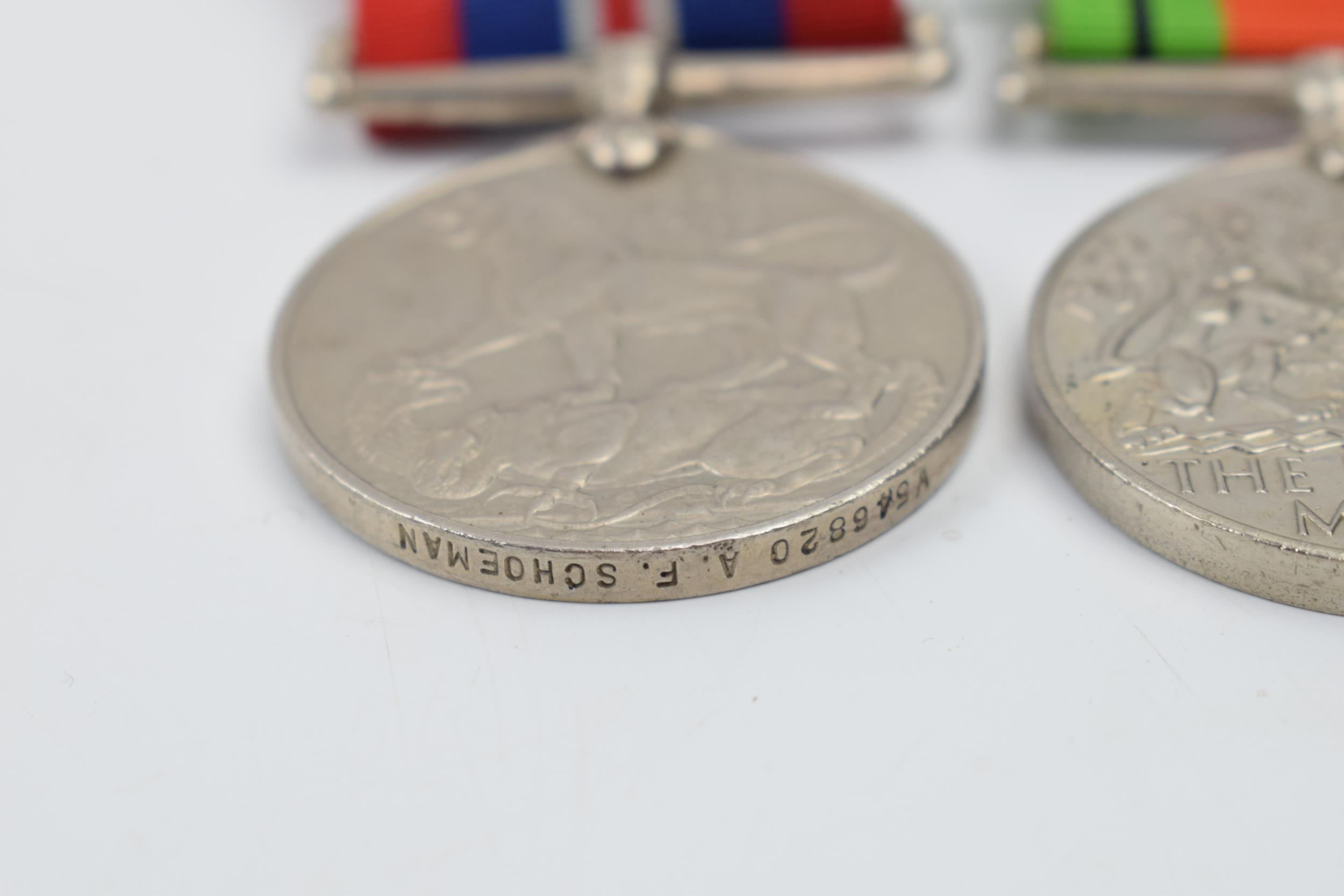 World War Two medals to include 1939-1945 medal awarded to W546820 A F Schoeman with unnamed Defence - Image 4 of 4