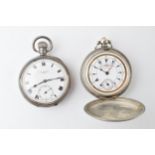 A pair of silver pocket watches to include a sterling silver Benson open face pocket watch with a .