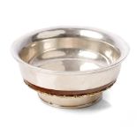 Silver gilt and burr wood finger bowl, Year of the Ram, possibly Chinese / Tibetan, 12.5cm diameter,