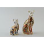 Royal Crown Derby paperweight in the form of a Siamese Cat and Kitten, first quality with gold